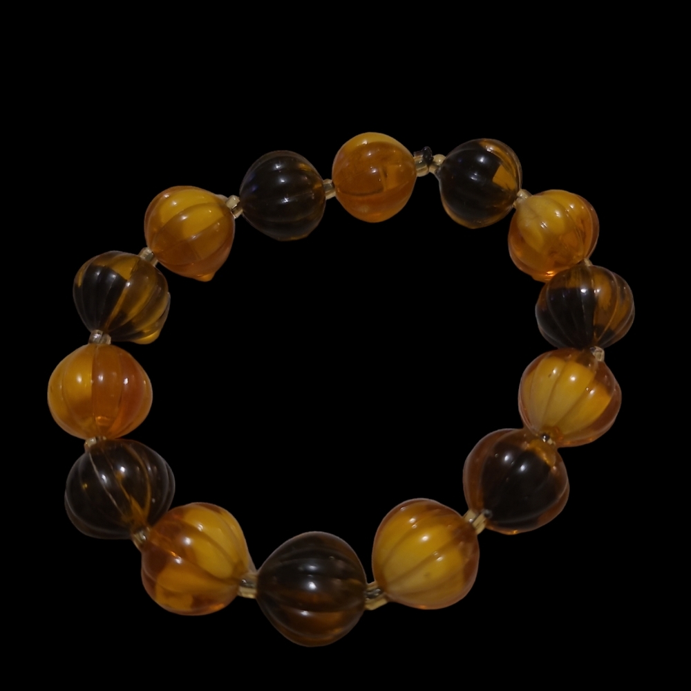 6" Brownish and Goldish Colour Vintage Stretchy Beaded Bracelet Lot 7